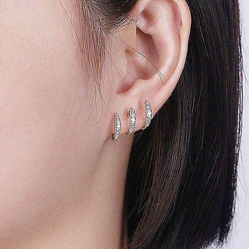 Triple Huggie Diamond Hoop Earrings 1/2 Cttw 14K White Gold