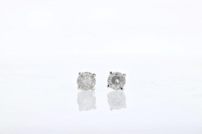 EARRINGS - 14K White Gold 1.41cttw Round Diamond Stud Earrings