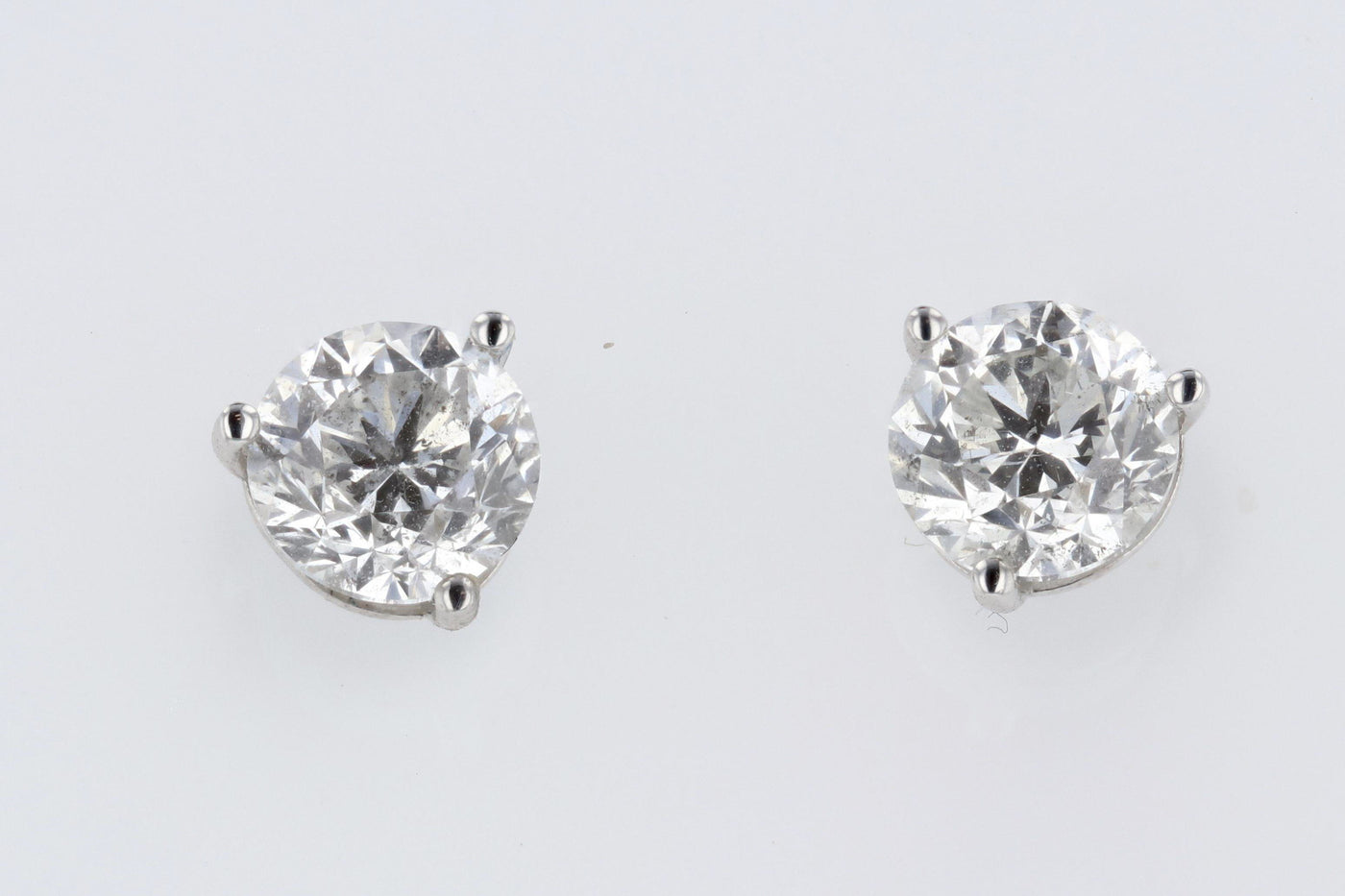 Round Diamond Stud Earrings 1.61 Cttw 14K White Gold