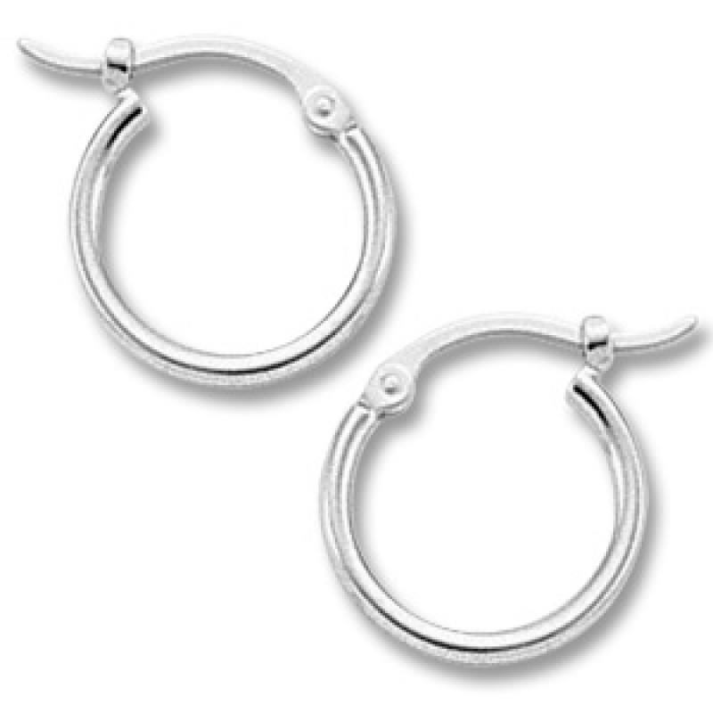EARRINGS - 14K White Gold 12mm Hoop Earrrings