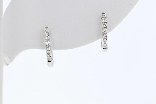 Round Diamond Huggie Earrings .16 Cttw 14K White Gold