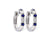 Blue Sapphire Huggie Diamond Earrings 1 Cttw 14K White Gold