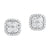 Uno Cushion Shaped Halo Cluster Earrings 14K White Gold