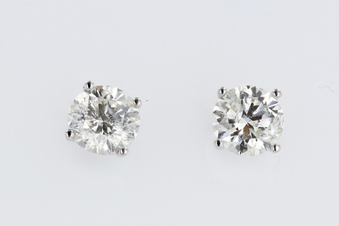 EARRINGS - 14K White Gold 2.07cttw Round Diamond Stud Earrings