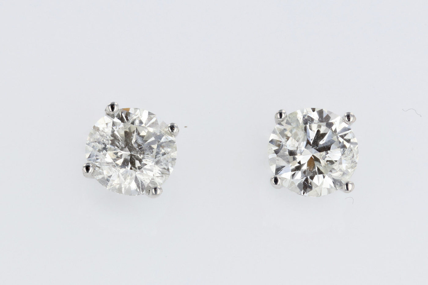 Round Diamond Stud Earrings 2.07 Cttw 14K White Gold