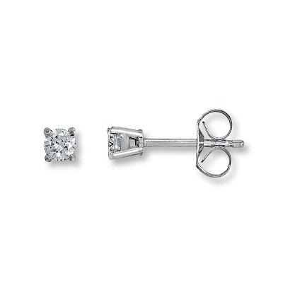 EARRINGS - 14K White Gold .20cttw Round Diamond Stud Earrings - "Better" Quality