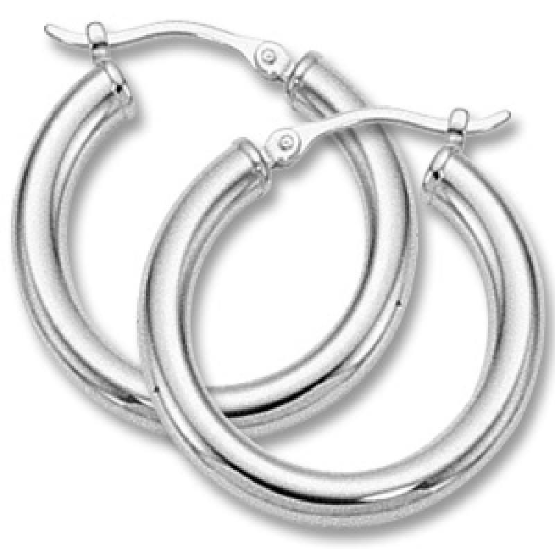 EARRINGS - 14K White Gold 20mm Tube Hoop Earrings