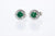 Round Emerald With Diamond Halo Stud Earrings 14K White Gold