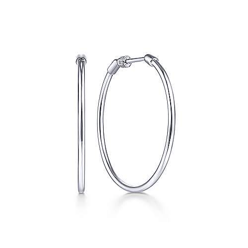 EARRINGS - 14K White Gold 30mm Classic Hoop Earrings