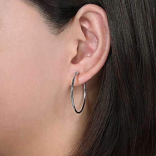 EARRINGS - 14K White Gold 30mm Classic Hoop Earrings