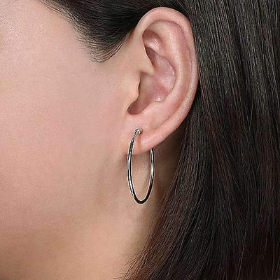 EARRINGS - 14K White Gold 30mm Classic Hoop Earrings