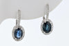 EARRINGS - 14K White Gold .37cttw Diamond & Sapphire Halo Drop Earrings