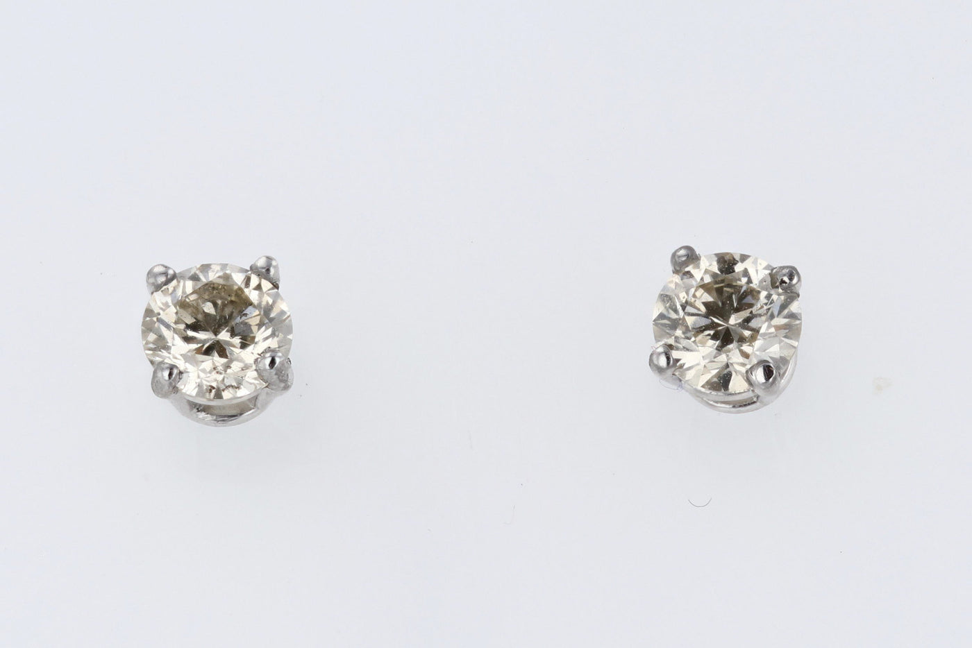 Round Diamond Stud Earrings .50 Cttw 14K White Gold
