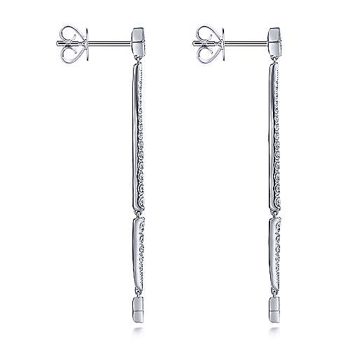 EARRINGS - 14K White Gold .58cttw Diamond Long Dangle Drop Earrings