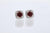 Round Garnet Diamond Cushion Halo Earrings 14K White Gold