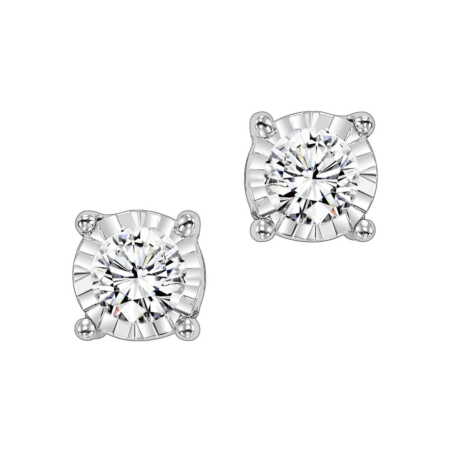 EARRINGS - 14K White Gold .75cttw True Reflections Round Illusion Diamond Stud Earrings