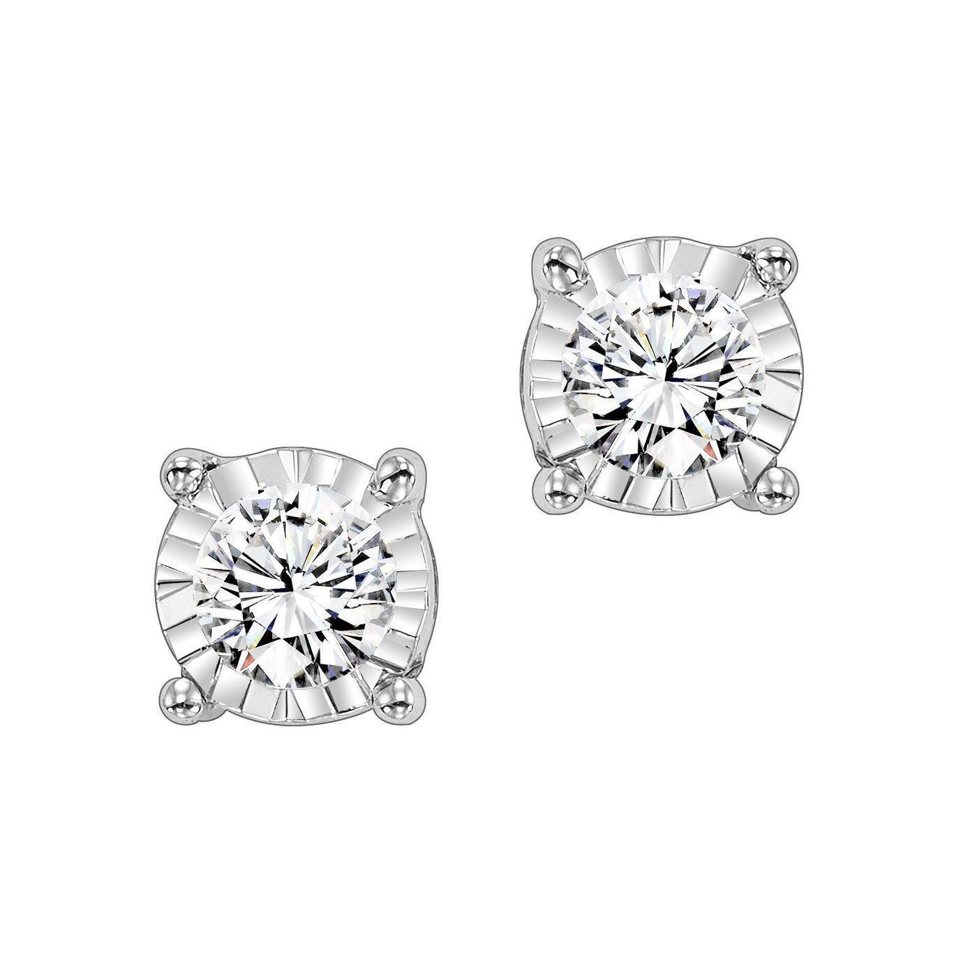 Tru-Reflection Round Illusion Diamond Stud Earrings .75Cttw