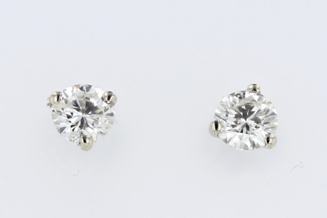 EARRINGS - 14K White Gold .84cttw Round Diamond Stud Earrings