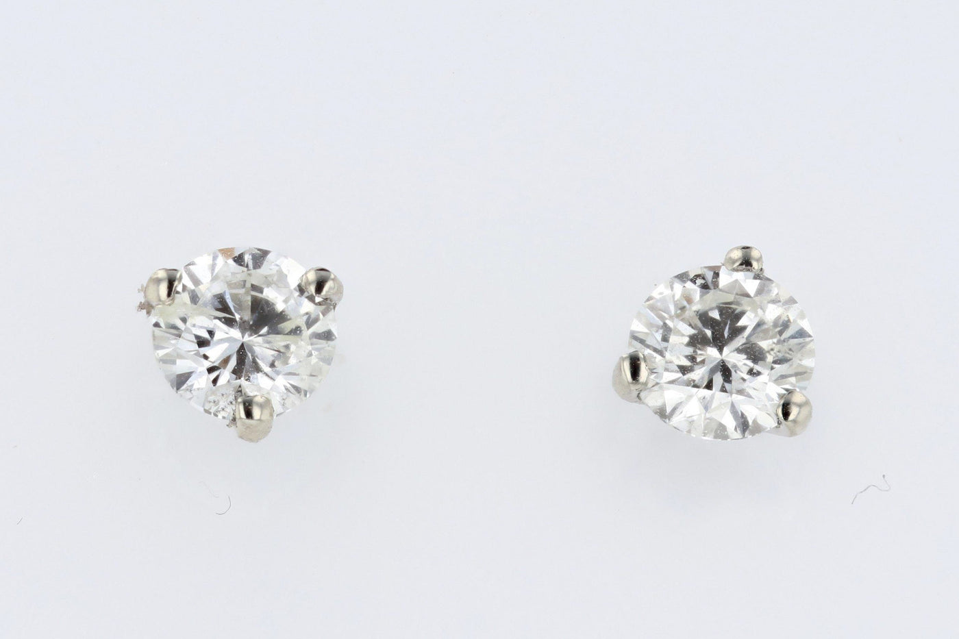 Round Diamond Stud Earrings .84 Cttw 14K White Gold