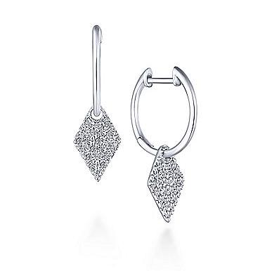 Shaped Pave Diamond Dangle Earrings 1/3 Cttw 14K White Gold