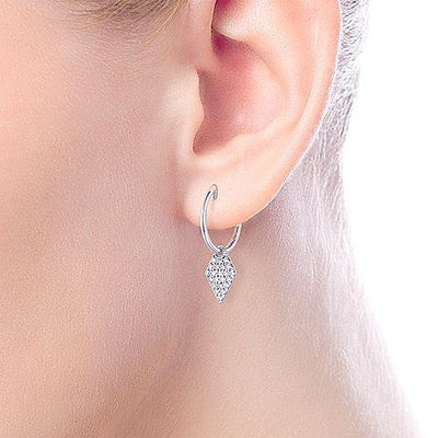 Shaped Pave Diamond Dangle Earrings 1/3 Cttw 14K White Gold