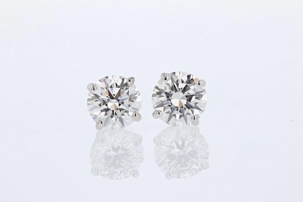 EARRINGS - 14K White Gold Lab Grown 1.50cttw Round Diamond Stud Earrings