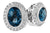 Oval London Blue Topaz Diamond Halo Earrings 14K White Gold