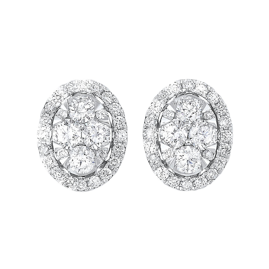 Starbright Cluster Diamond Earrings 1/2 Cttw 14K White Gold