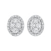 EARRINGS - 14K White Gold Starbright 3/4cttw Diamond Oval Halo Cluster Stud Earrings