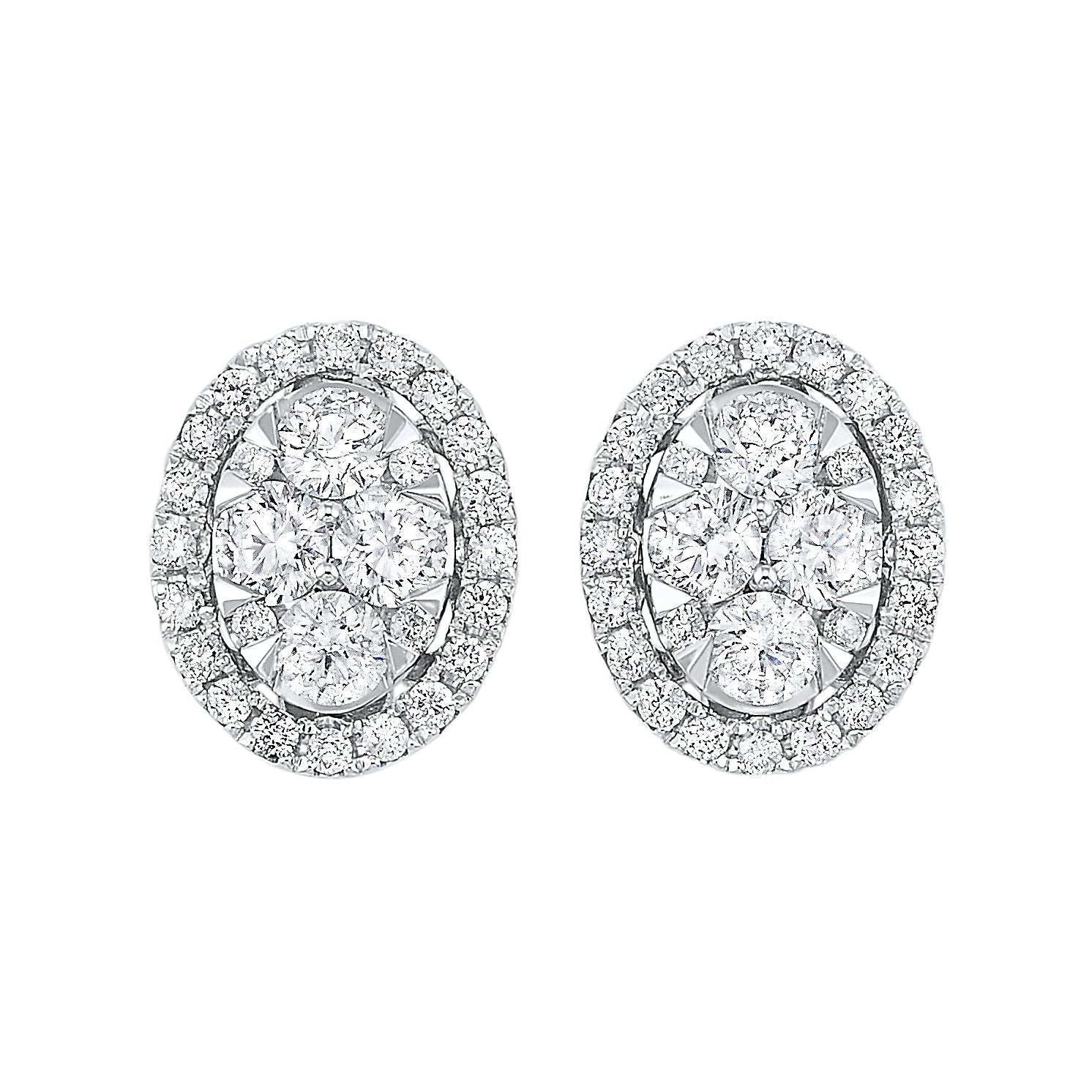 Oval Diamond Halo Stud Earrings 1.21 Carat tw. 18K White – NAGI