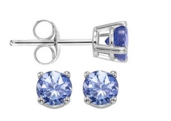 EARRINGS - 14K White Gold Tanzanite 3mm Birthstone Stud Earrings