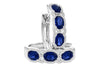 EARRINGS - 14K White Gold Vintage Inspired Oval Blue Sapphire & Diamond Huggie Earrings