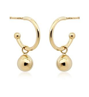 EARRINGS - 14K Yellow Gold 12mm Hoop Earrings With 6mm Yellow Gold Ball
