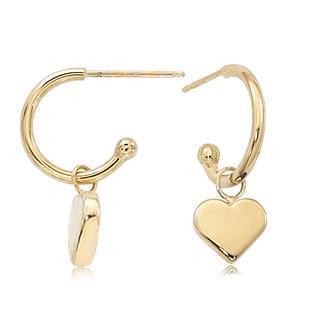 Earrings - 14K Yellow Gold 12mm Hoop Earrings With 8mm Flat Heart