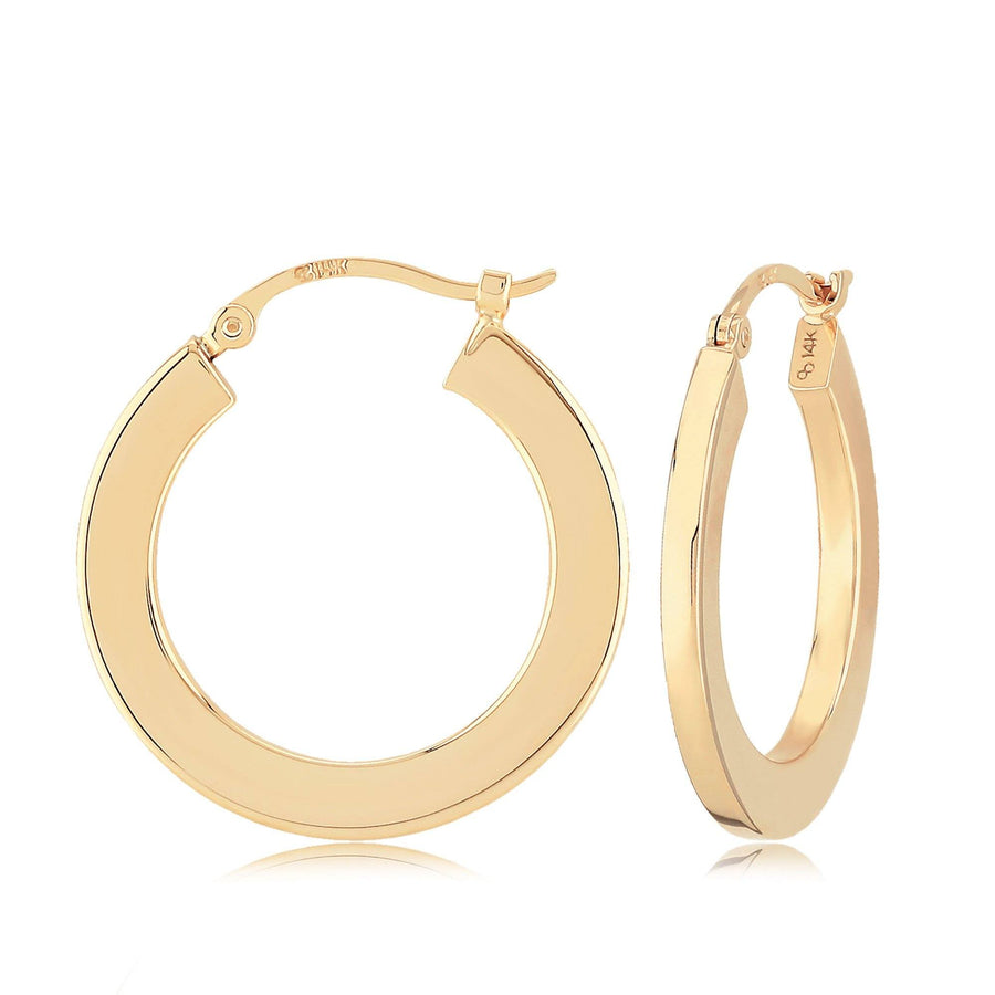 EARRINGS - 14K Yellow Gold 20mm Flat High Polished Hoop Earrings