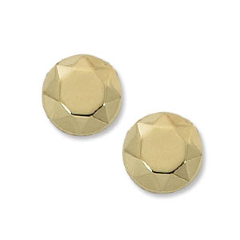 EARRINGS - 14K Yellow Gold Faceted Dome Stud Earring