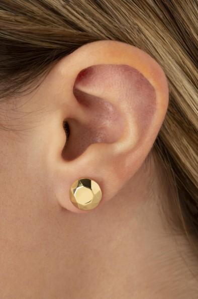 EARRINGS - 14K Yellow Gold Faceted Dome Stud Earring