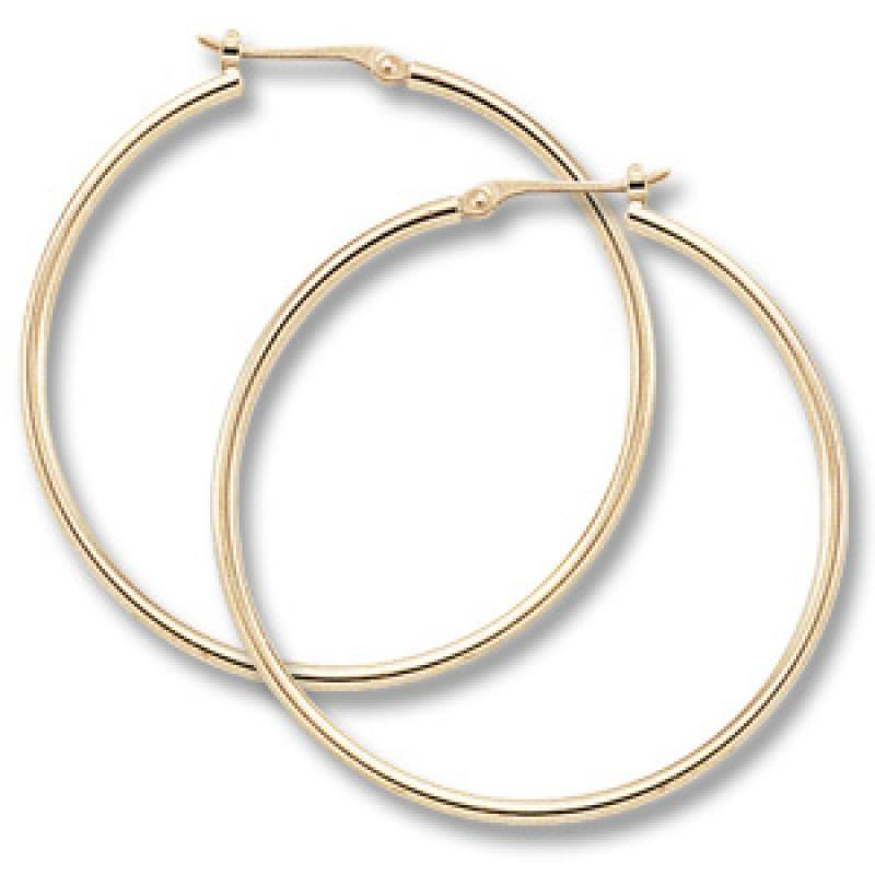 EARRINGS - 14K Yellow Gold Large Tube Hoop Earrings