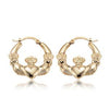 EARRINGS - 14K Yellow Gold Medium Claddagh Hoop Earrings