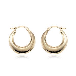 EARRINGS - 14K Yellow Gold Medium Shell Hoop Earrings.