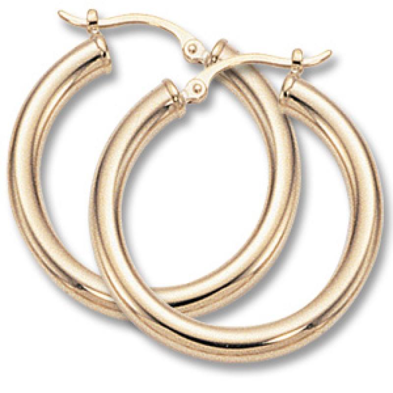 EARRINGS - 14K Yellow Gold Medium Tube Hoop Earrings