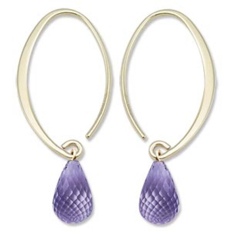 EARRINGS - 14K Yellow Gold Mini Simple Sweep Amethyst Earring