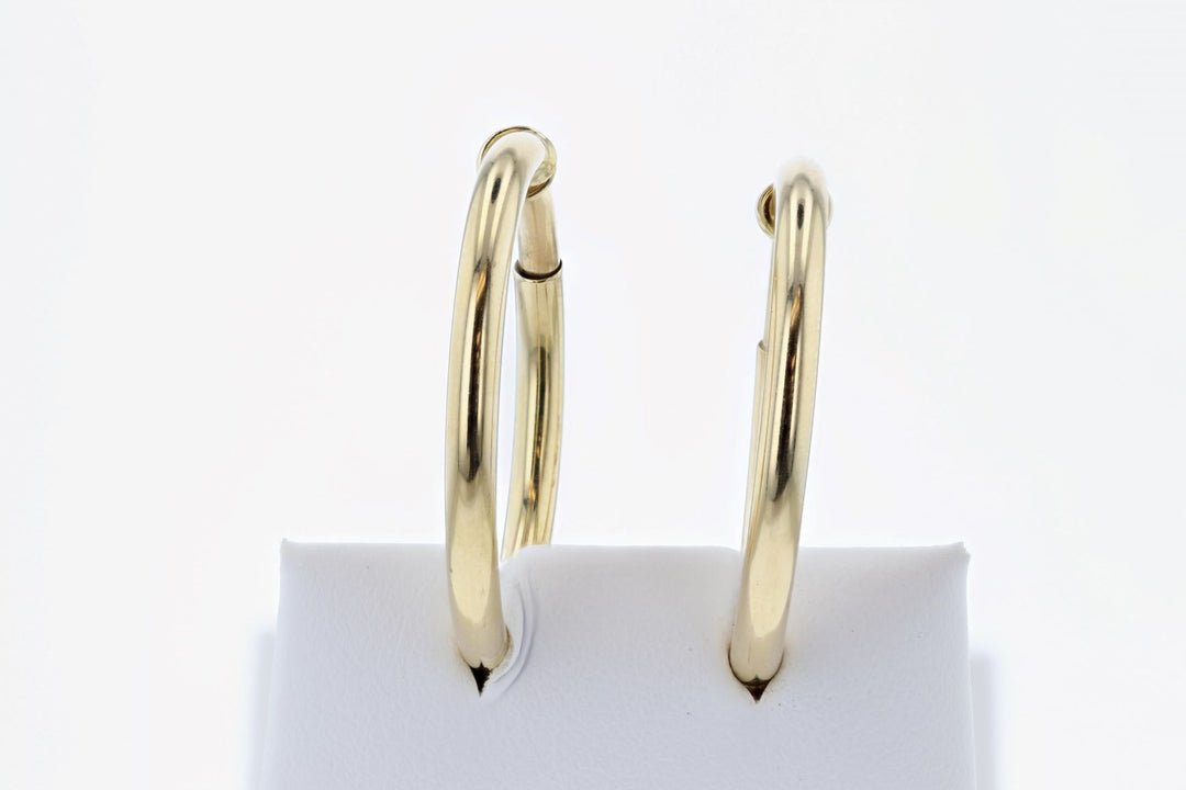 EARRINGS - 14K Yellow Gold Plain Non-Pierced Hoop Earrings