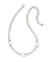 EARRINGS - Ashlyn Silver Mixed Chain Necklace In Ivory Mother Of Pearl