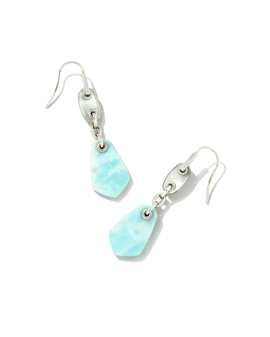 EARRINGS - Ashlyn Silver Multi Stone Drop Earrings In Light Blue Mix