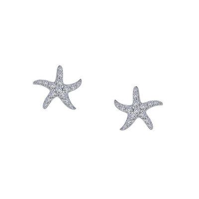 EARRINGS - Lafonn Sterling Silver 1/4cttw Starfish Simulated Diamond Stud Earrings