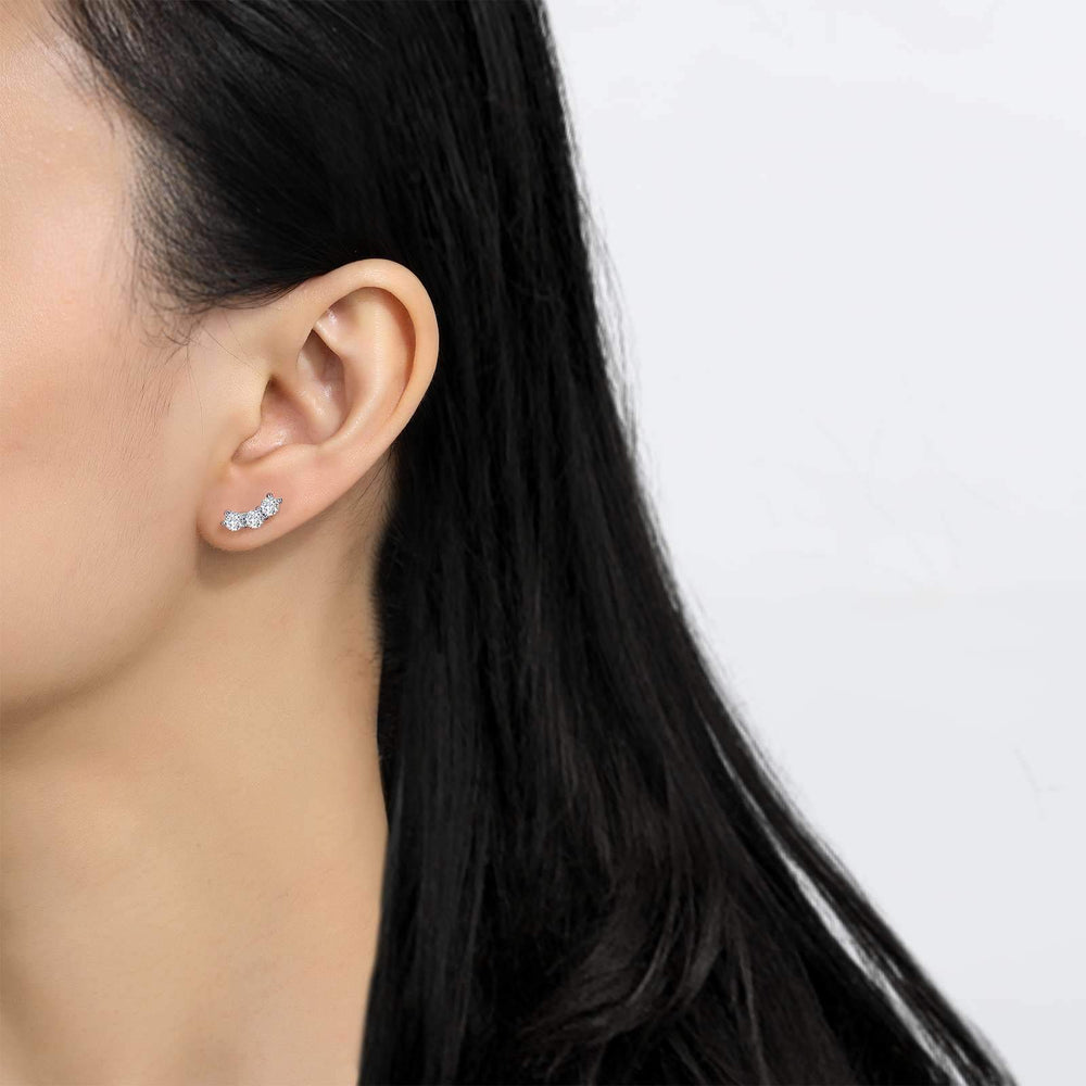 EARRINGS - Lafonn Sterling Silver 3-Stone 1.02cttw Stud Earrings
