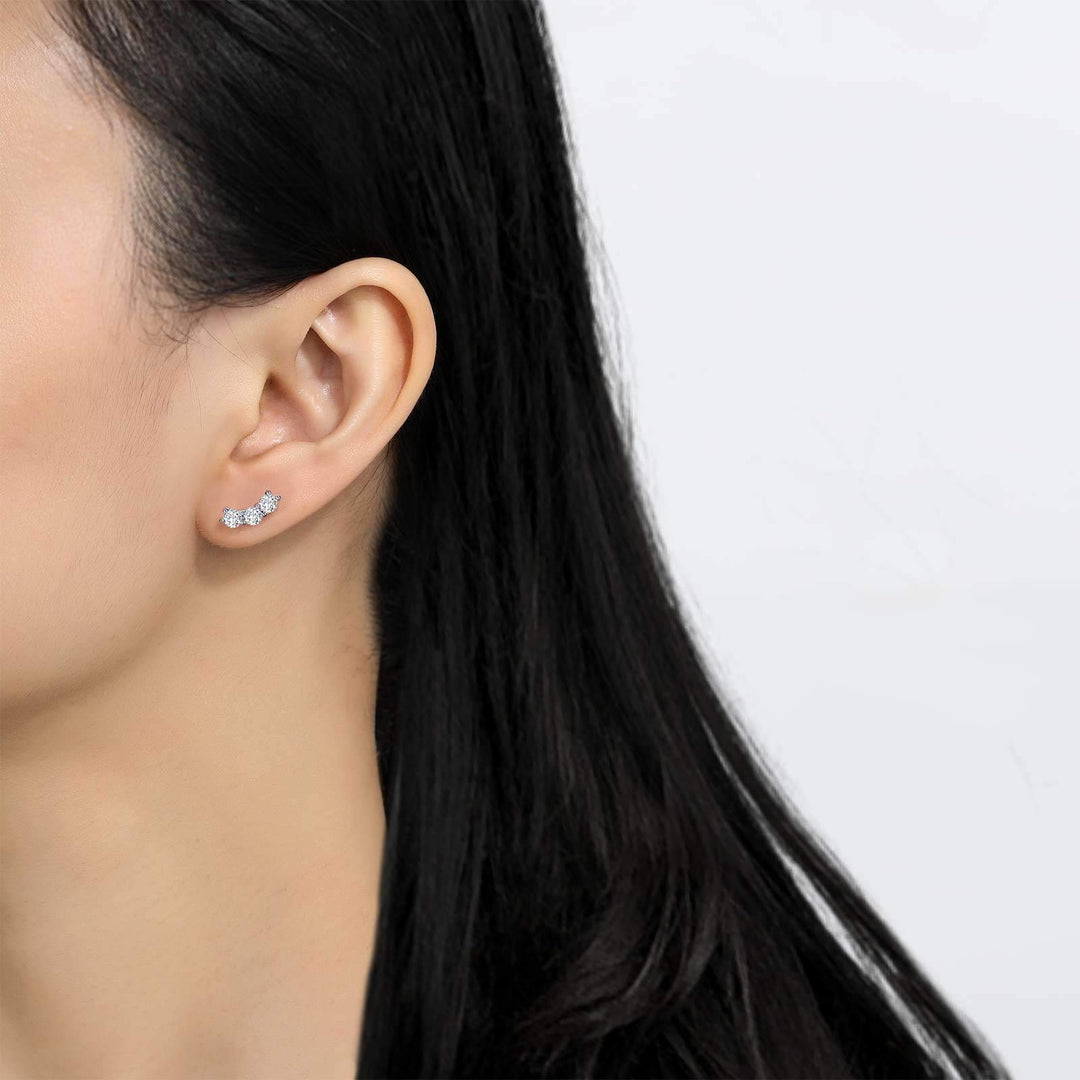 EARRINGS - Lafonn Sterling Silver 3-Stone 1.02cttw Stud Earrings