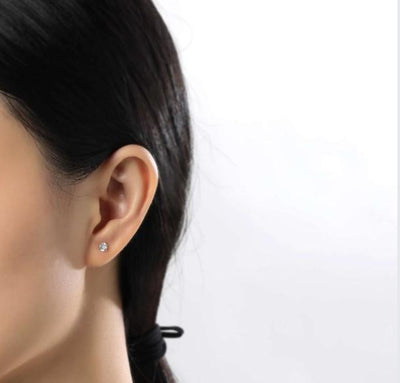 EARRINGS - Sterling Silver 1/2cttw Simulated Diamond Stud Earrings