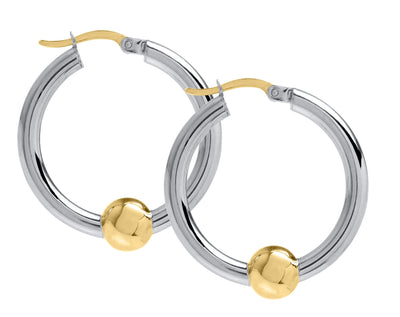 Hoop Earrings Sterling Silver And 14K Yellow Gold 26mm